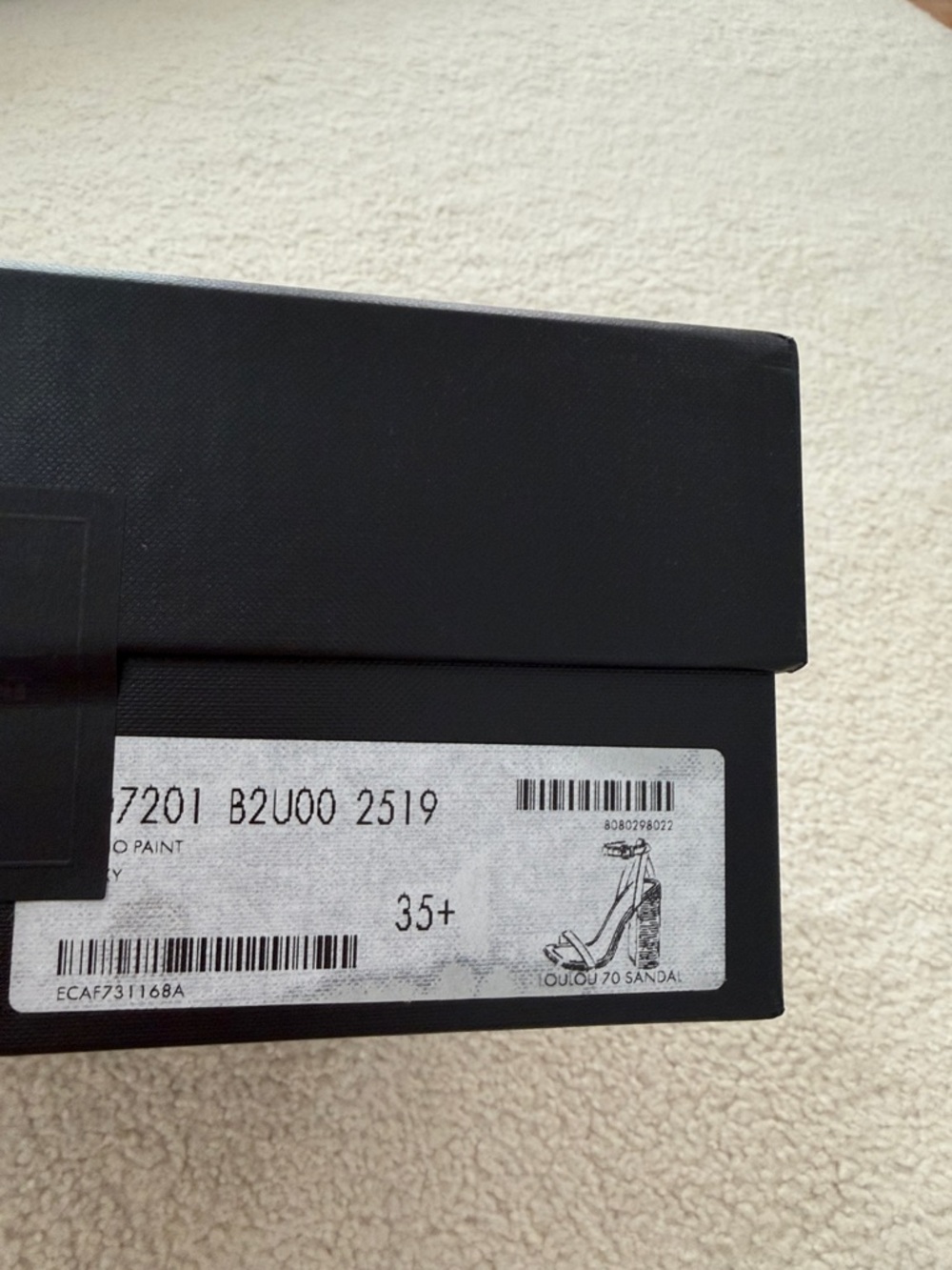 Saint Laurent Black and Brown Leather Ankle-Strap Square-Toe Sandals - Picture 5 of 8